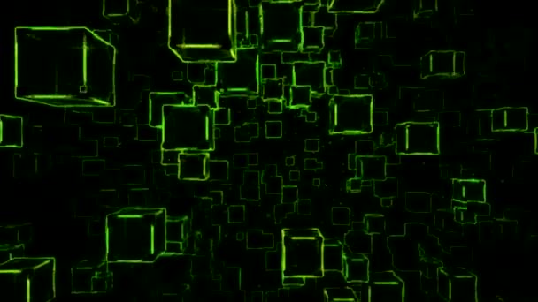 Абстрактный рисунок на фоне движущихся блоков - зеленая петля — стоковое видео