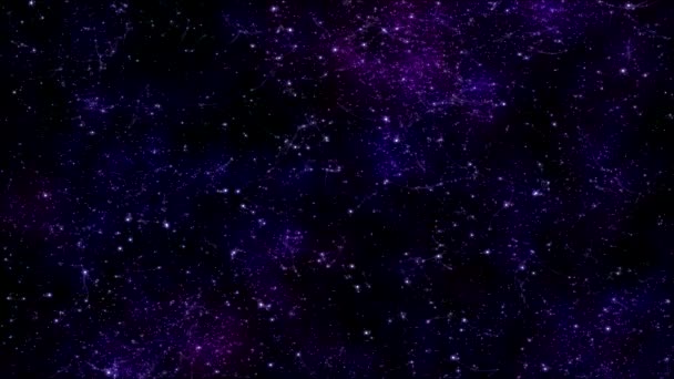 Připojené hvězd a vesmíru animace - fialová smyčka — Stock video