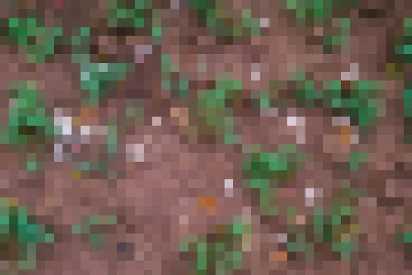 Green, white, red and brown chaotic mosaic pattern. Computer game. Pixels