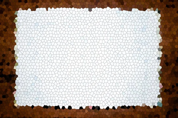 Klasik fresk. Beyaz şeffaf kare etrafında kahverengi mozaik parçalar — Stok fotoğraf
