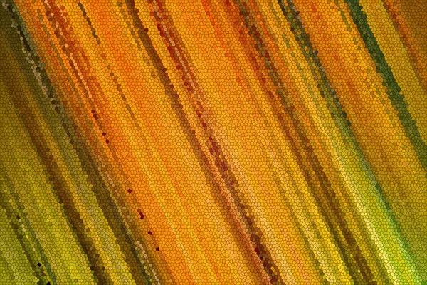 Helder gedetailleerd patroon van oranje en groen glas in lood — Stockfoto