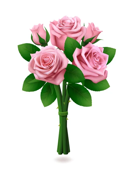 Ramo de rosas rosadas sobre fondo blanco — Vector de stock