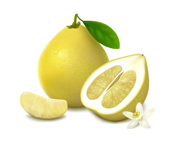Beyaz zemin üzerine sarı pomelo meyve