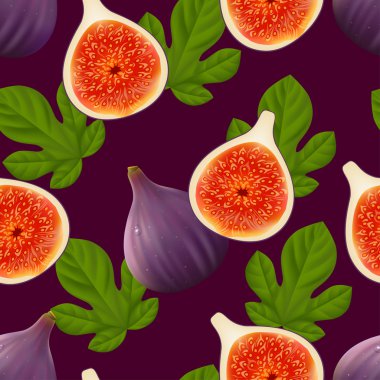 İncir meyve ve yaprakları ile meyveli seamless modeli