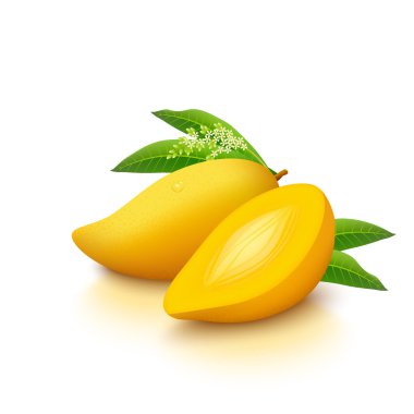 Beyaz arkaplanda sarı mango