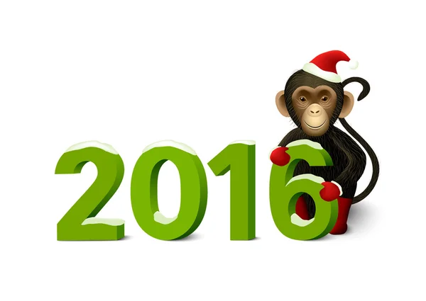 クリスマスの猿と数 2016 — ストックベクタ