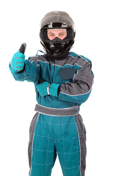 Racing driver wearing helmet — Stock Photo, Image