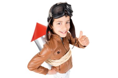 Roket olan küçük çocuk