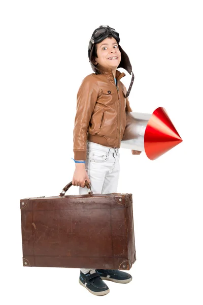 Niño con cohete — Foto de Stock