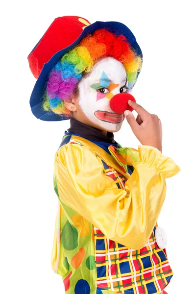 Jong meisje dragen clown costum — Stockfoto