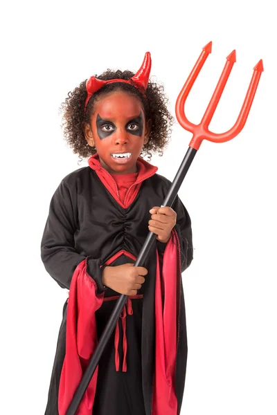 Niño en disfraz de diablo de Halloween — Foto de Stock