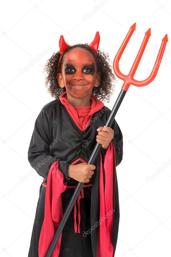 Kid in Halloween devil costume Stock Photo by ©luislouro 102421154
