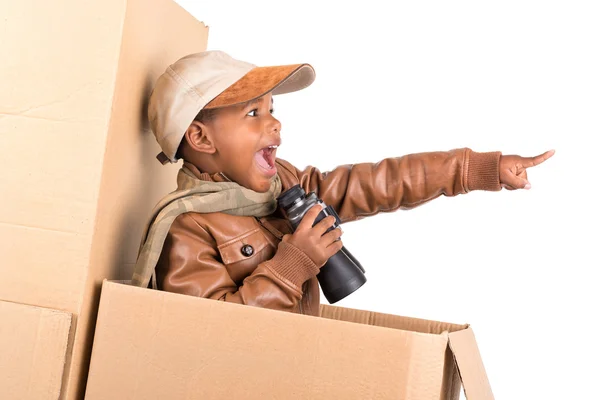 Little boy playing safari — Stock Photo, Image