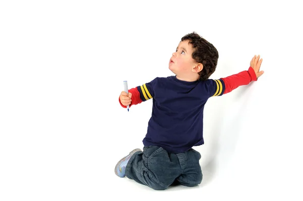 Niño pequeño con marcador — Foto de Stock