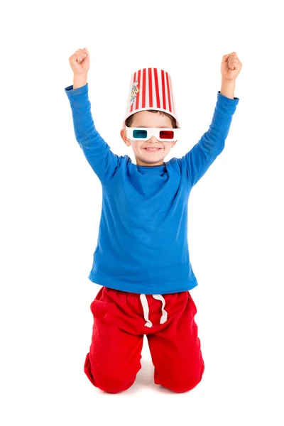 Мальчик с 3D-очками — стоковое фото
