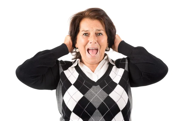 Desperate senior woman — Stock Photo, Image