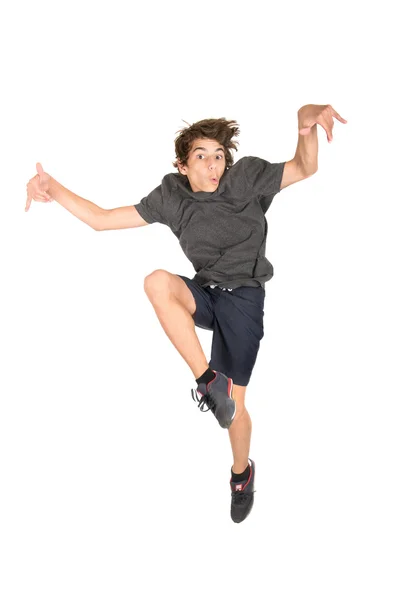 Saltando adolescente menino — Fotografia de Stock