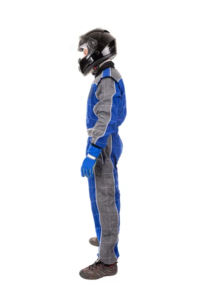 Motorista de corrida com capacete — Fotografia de Stock