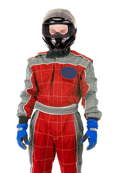 Racing driver with helmet — Stock Photo, Image