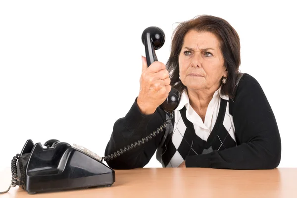 Femme âgée avec téléphone — Photo