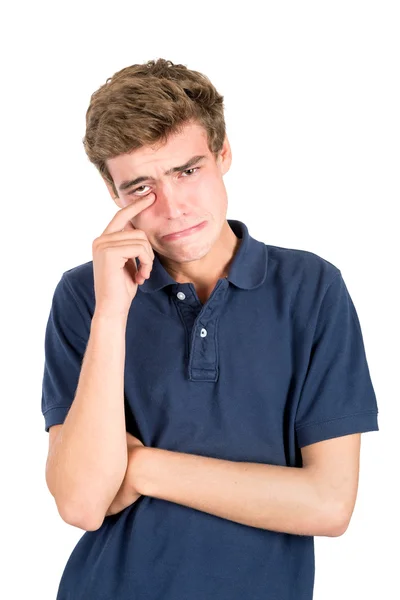 Smutný dospívající chlapec plakal — Stock fotografie