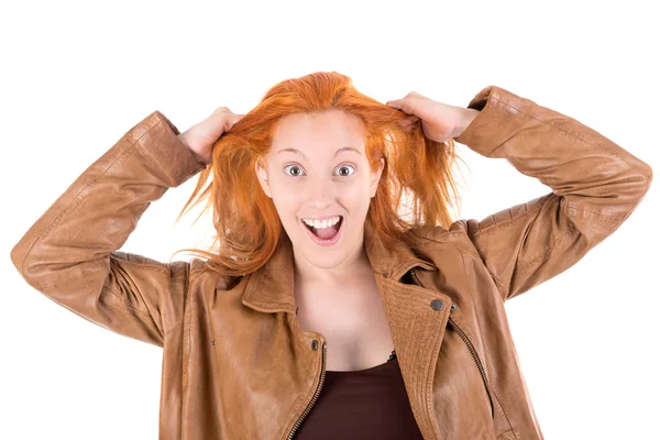 Stressed red hair girl — Stock Photo, Image