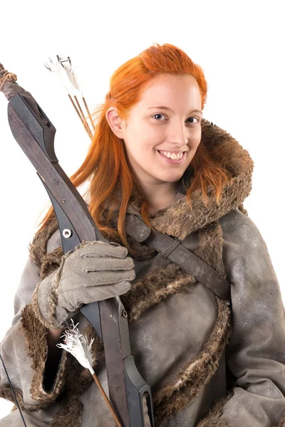 Girl archer with bow — Stock Photo, Image