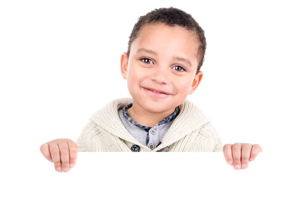 Niño con tablero en blanco — Foto de Stock