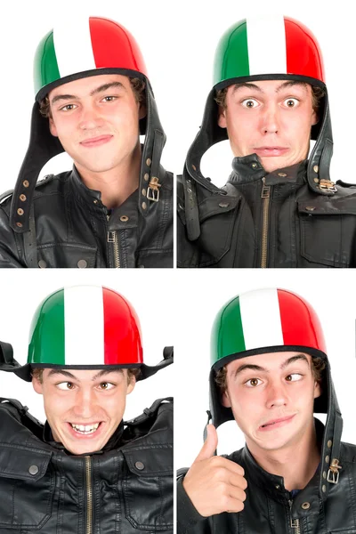 Adolescent garçon portant casque ensemble — Photo