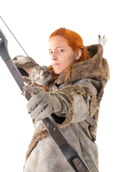 Girl archer with bow — Stock Photo, Image