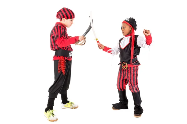 Little boys wearing pirates costumes — Stock Photo, Image