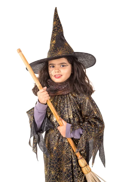 Chica con disfraz de bruja de Halloween —  Fotos de Stock
