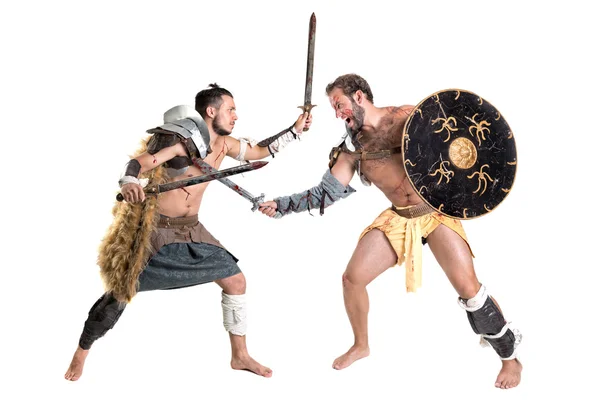 Två män gladiatorer kämpar — Stockfoto