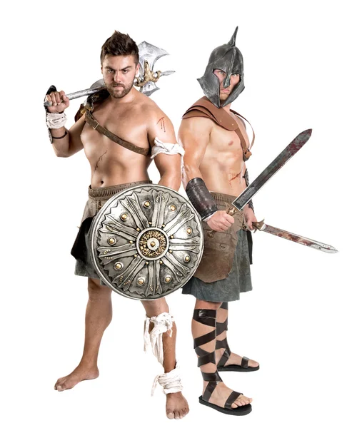 Hombres antiguos Gladiadores, guerreros — Foto de Stock