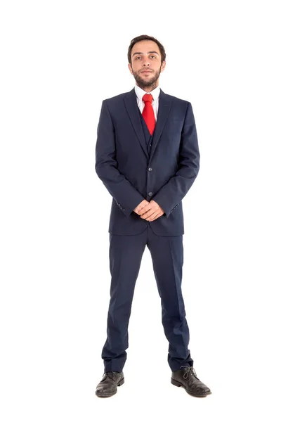 Geschäftsmann Posiert Isoliert Vor Weißem Hintergrund — Stockfoto