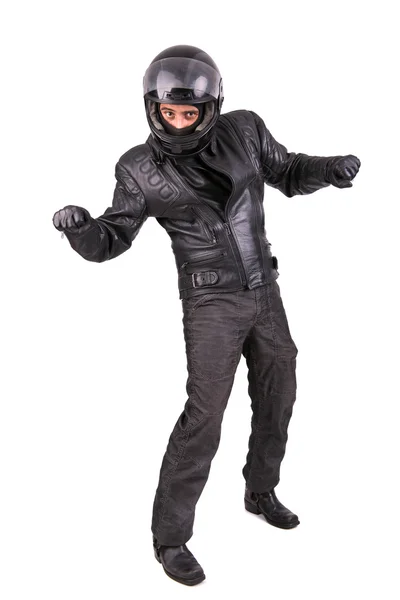 Biker in leather jacket Royalty Free Stock Images