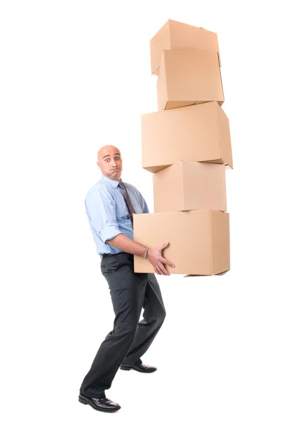 Businessman with boxes — Stock Photo, Image