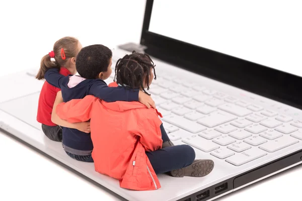 Children in a laptop computer — Stock Photo, Image