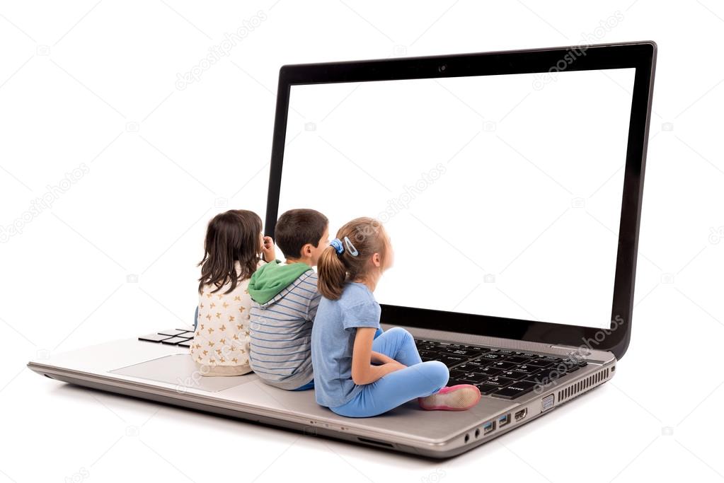 Children in a laptop computer