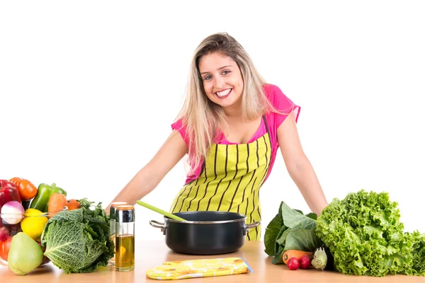 Vrouw koken — Stockfoto