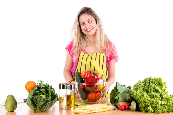 Donna cucina — Foto Stock