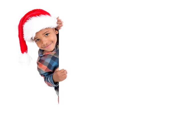 Niño de Navidad con pizarra blanca — Foto de Stock