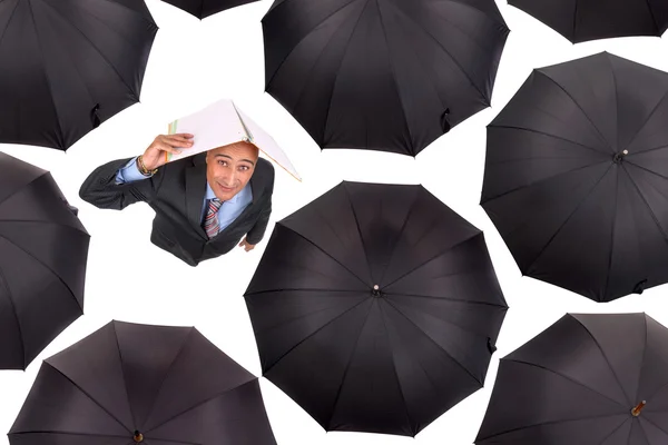 Zakenman met paraplu 's — Stockfoto