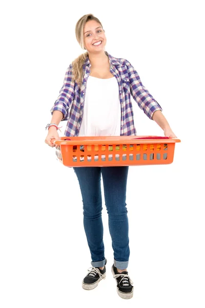 Woman doing the laundry — Stock Photo, Image