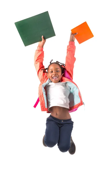 Jeune fille étudiant saut — Photo