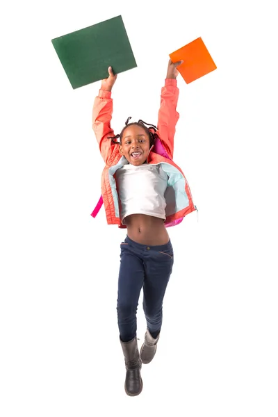 Girl student  jumping — Stock Photo, Image