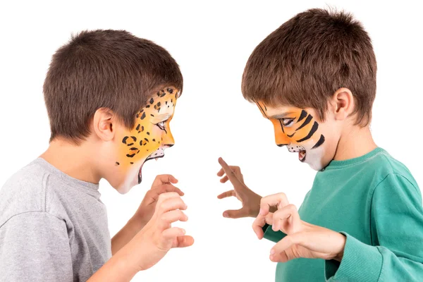 Boys with face-paint — Stock Photo, Image