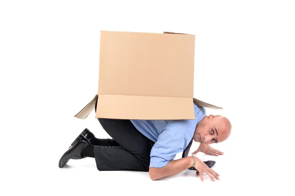 Businessman with box — Stock Photo, Image