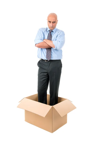 Biznesmen wewnątrz pudełka — Zdjęcie stockowe