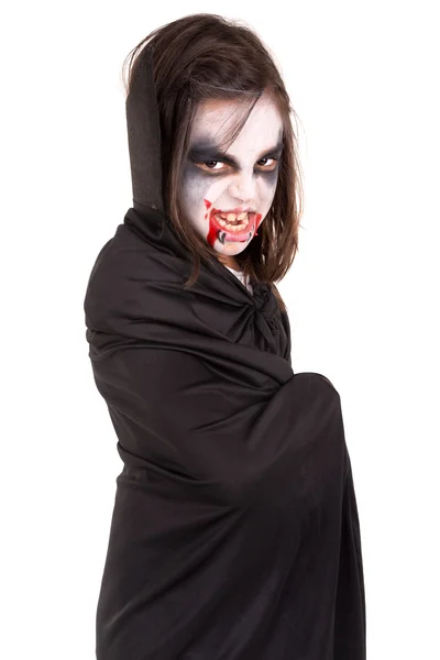 Flicka i Halloween vampyr kostym — Stockfoto